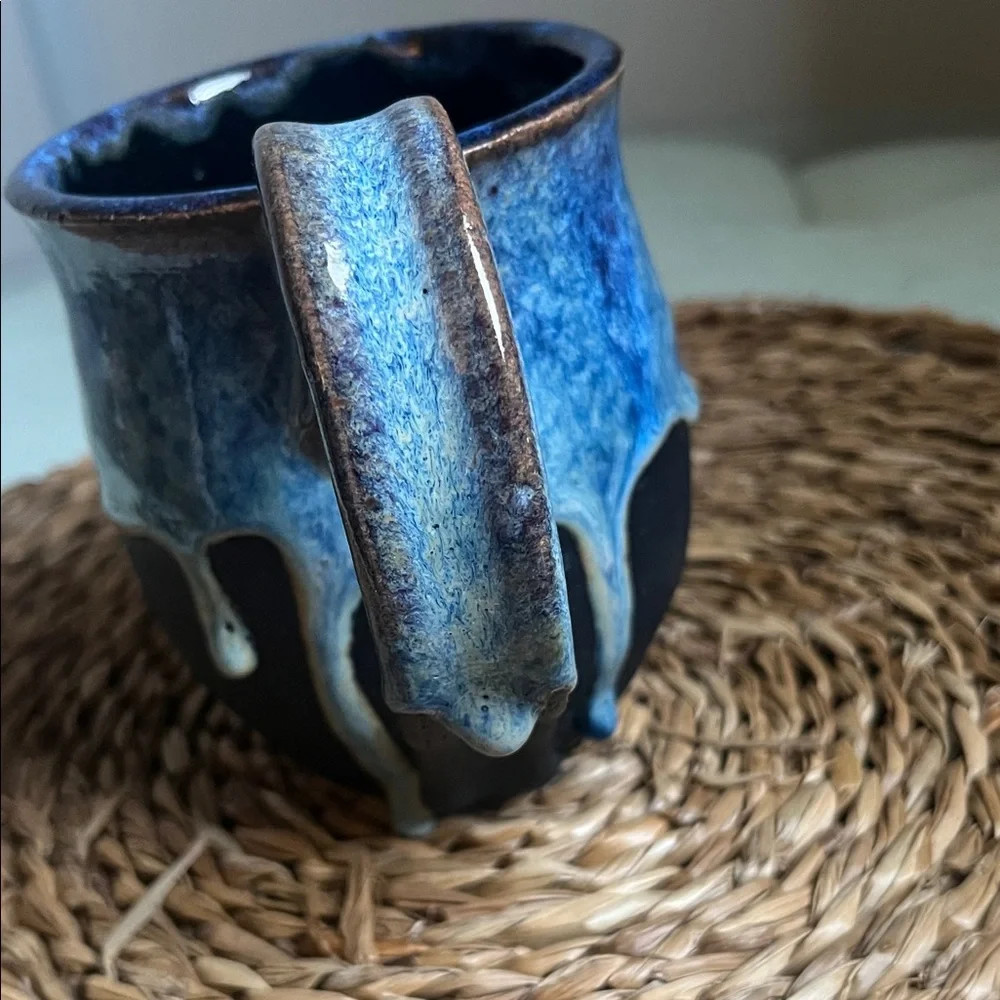 Artisan Blue and Black Ceramic Mug - Picture 6 of 11